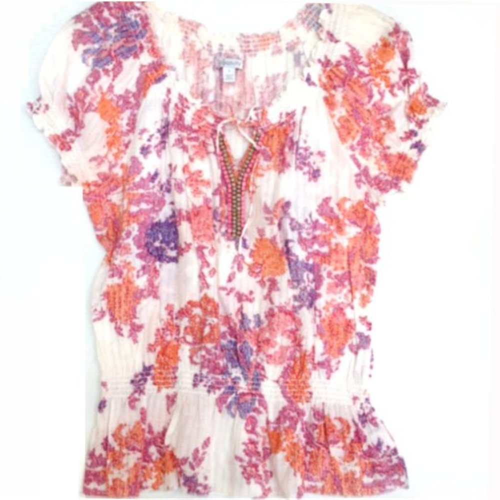 Relativity Boho Floral Peasant Top